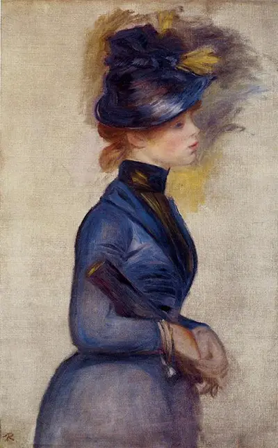 Young Woman in Bright Blue at the Conservatory Pierre-Auguste Renoir